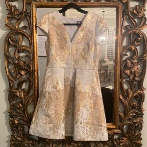 Vince Camuto Jacquard Cap Sleeve Fit & Flare Dress